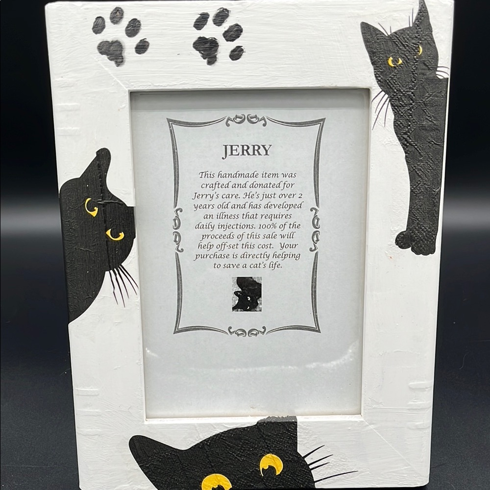 Cat-Themed White and Black Picture Frame - Picture 3 of 7